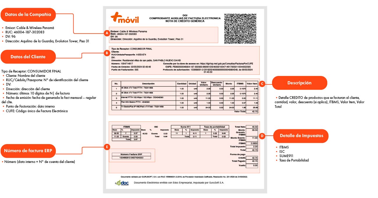 Factura electrónica de Operación Interna